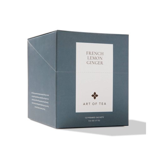 Art of Tea | French Lemon Ginger | 12 Count Eco Friendly Premium Quality Pyramid Tea Bags Sampler Box |Naturally Decaffeinated
