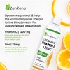 Zenrenu Liposomal Vitamin C and Zinc Liquid Drink for Adults & Kids - Non GMO Sunflower Lecithin - Max Antioxidant & Immune Support, 5 oz / 150 ml