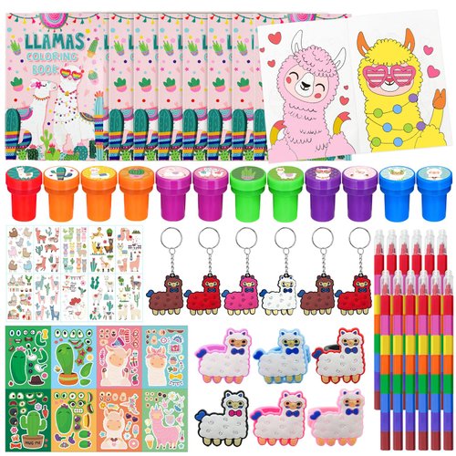 72 Pcs Llama Birthday Party Favors Kits ,Llama Coloring Book Alpaca Pinata Filler Cactus Goodie Bags Summer Mexican Party Supplies Llama Craft DIY Kit Face Stickers Tattoo for Fiesta Animal Party
