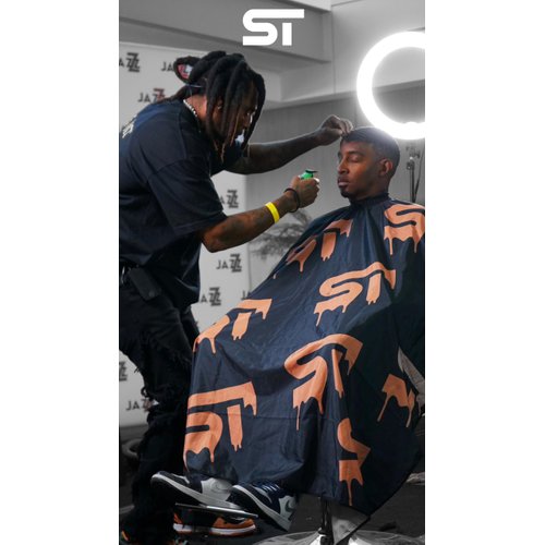 Supreme Trimmer Premium Barber Cape | Professional Hair Stylist Waterproof, Hook Closure Cape; Salon, Barber, or Home Use | Drip King