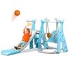 Toddlers Slide and Swing Set 4 in 1 Kids Freestanding Climber Slide Playset for Boys Girls with Basketball Hoop Extra Long Slide Easy Set Up Baby Playset