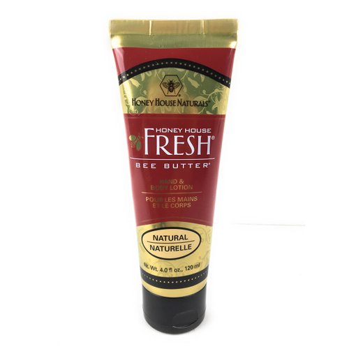 Honey House Naturals Bee Butter Cream – 4 Ounce Tube – All Natural Ultra Moisturizing Bee Butter Enhanced with Royal Jelly and Essential Oils – Made in USA (Natural)
