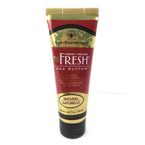 Honey House Naturals Bee Butter Cream – 4 Ounce Tube – All Natural Ultra Moisturizing Bee Butter Enhanced with Royal Jelly and Essential Oils – Made in USA (Natural)