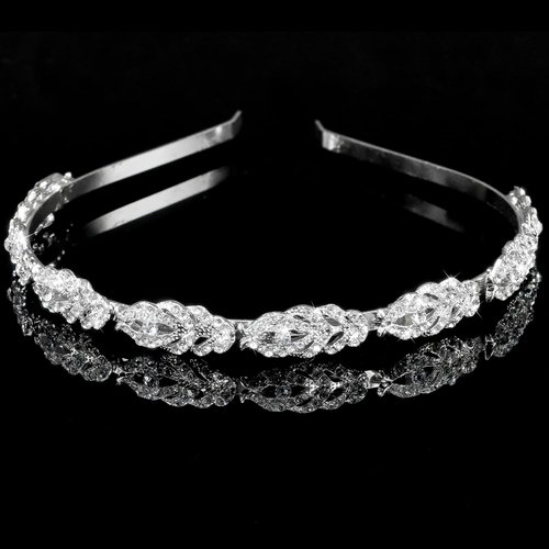 Vovii Bride Headband Wedding Headpiece for Bride, Bridal Headband Headpieces for Wedding, Rhinestone Crystal Wedding Headband Hair Band for Women, Diamond Headband Head Piece for Bride (Sliver)
