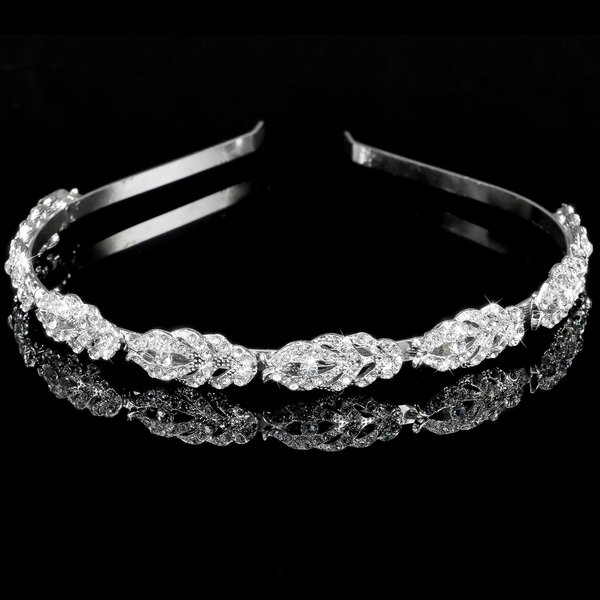 Vovii Bride Headband Wedding Headpiece for Bride, Bridal Headband Headpieces for Wedding, Rhinestone Crystal Wedding Headband Hair Band for Women, Diamond Headband Head Piece for Bride (Sliver)