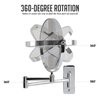Ovente 7" Wall Mount Makeup Mirror, 1X & 10X Magnifier, Adjustable Spinning Double Sided Round Reflection, Extend, Retractable & Folding Arm, Bathroom & Vanity Décor, Polished Chrome MNLFW70CH1X10X