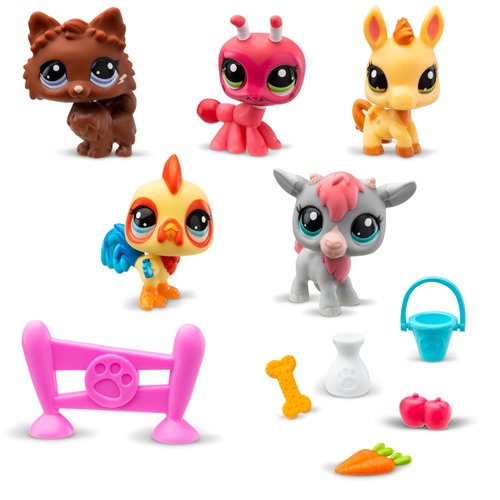 Littlest Pet Shop Farm Besties Collector Set - Gen 7 Bobble Head Pets #56-60, Imagination Toy for Kids 4+
