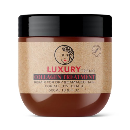 LUXURY TREND Collagen Hair Mask for Damaged Hair - Hydrating and Repairing Formula, Promotes Growth and Thickness - Ideal for Curly and Dry Hair, 16.9 oz
