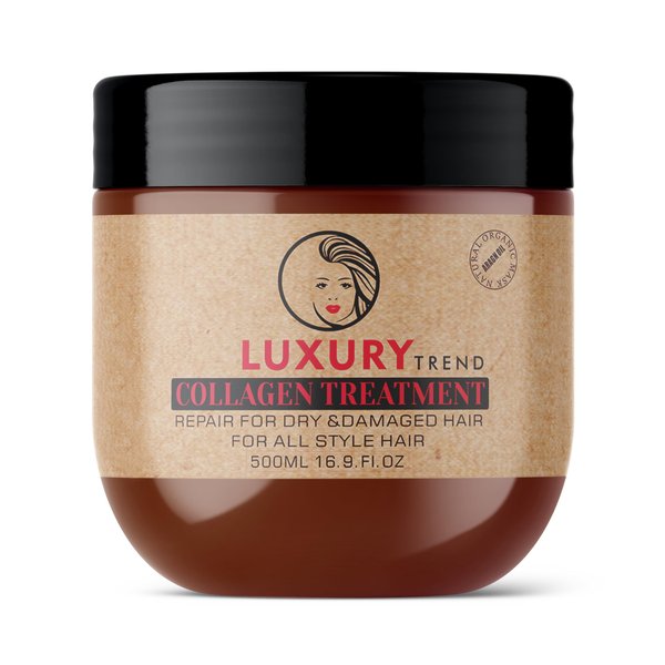 LUXURY TREND Collagen Hair Mask for Damaged Hair - Hydrating and Repairing Formula, Promotes Growth and Thickness - Ideal for Curly and Dry Hair, 16.9 oz