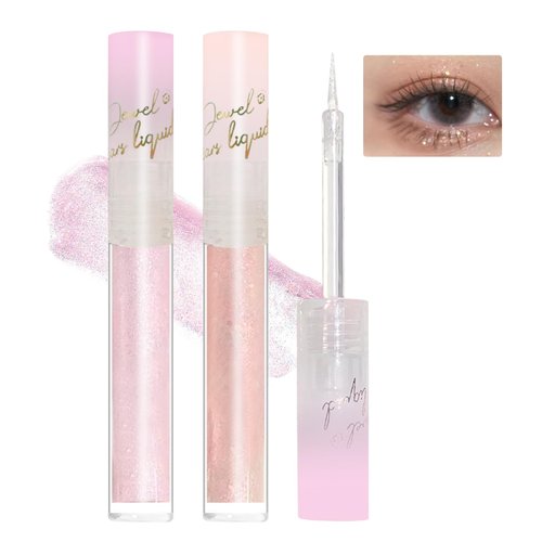 ZHISHUDL 2PCS Liquid Glitter Eyeshadow Korean Eye Glitter Makeup Long Lasting Eye Shadow Shimmer Glitter Eyeliner Multi-Dimensional Sparkle Finish Eyeshadow Gift for Women - 06+07