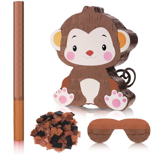 Monkey Pinata Birthday Party Decorations Farm Animal Themed Birthday Party Supplies with Blindfol...