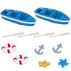 Dong Huang 12pcs Mini Beach Style Miniature Ornament Kits for DIY Fairy Garden Dollhouse Decoration, Miniature Dollhouse Boat with Oars Canoe Model Figurines(Boat,Oars,Starfish,Anchor,Life Buoy)