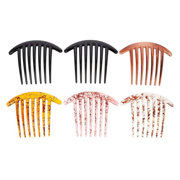 6pcs Resin French Twist Hair Combs - 7 Teeth Side Combs for Wedding Veil and Bridal Hairstyles