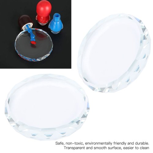 Nail Art Palette, 2pcs Nail Art Palettes Color Mixing Tool for DIY Makeup Mixing Palette Drawing Color Dish Toning Glass Nail Tips Painting Tray False Eyelash Glue Hold Makeup Pallet