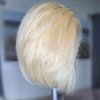 FINMOO Platinum Blonde Bob Wigs Human Hair Pre Plucked #60 Straight Bob Human Hair Wig 13x4 HD Transparent Lace Frontal Wig Glueless Blonde Lace Front Wigs for Women 12 Inch 180 Density