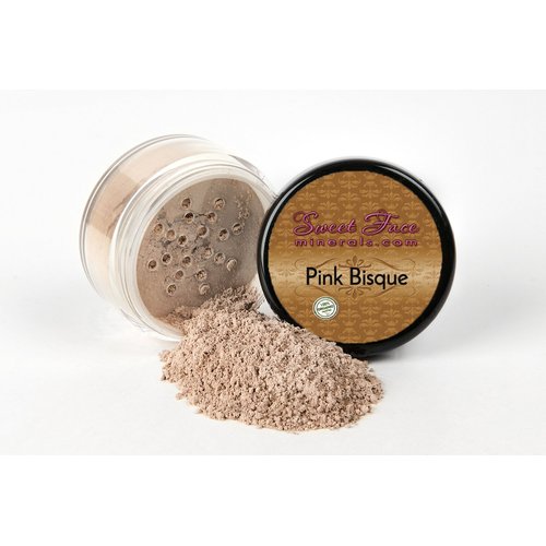 4pc (PINK BISQUE) KIT w/KABUKI BRUSH Mineral Makeup Matte Loose Powder Foundation Concealer Blush Long Lasting Bare Face Cosmetics