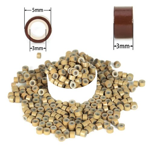 1000 Silicone Micro Link Rings 5mm Lined Beads Deadlocks for Hair Extensions Tool (1000Pcs(Pack of 1) (1000Pcs, Dark Blonde)