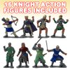 ArtCreativity Knight Action Figures for Kids, Set of 16, Free-Standing Knight Figurines with Realistic Details, Medieval Party Decorations and Cake Toppers, Knight Party Favors for Boys & Girls