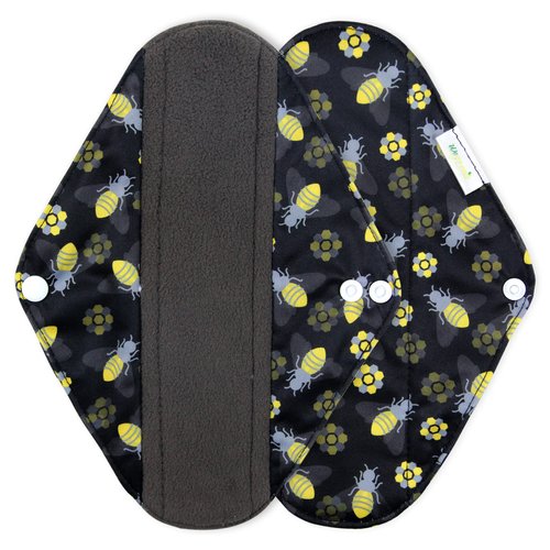 wegreeco Reusable Menstrual Pads for Women - Reusable Sanitary Pads | Reusable Panty Liners | Soft Cloth Menstrual Pads - 5 Pack, 1 Cloth Wet Bag (M, Bee & Bloom)