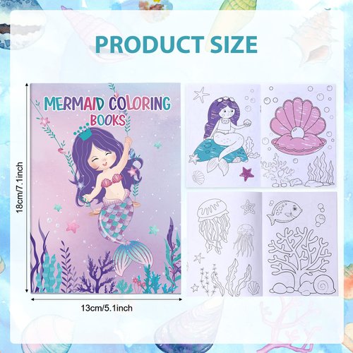 24 Pcs Mermaid Coloring Books for Kids in Bulk Mermaid Party Favors Mermaid Theme Activity Books Mermaid Birthday Mini Coloring Books for Kids Favor Bag Filler Party Supplies