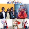 Dajiahao Superhero Capes and Mask for Kids 4-10 Year Double Side Superhero Costume Cosplay Dress Up Superhero Cape Toy for Boys (Red-d)