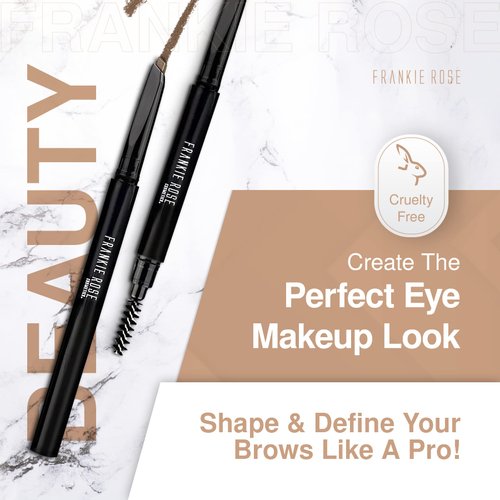 Frankie Rose Cosmetics Brow Defining Pencil - Defines, Shapes & Fills Brows – Water Resistant, Creamy Light Brown Eyebrow Pencil For Natural Looking & Well-Defined Brows