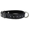 Genuine Leather Braided Studded Dog Collar, Black 1.25" Wide. Fits 16"-20.5" Neck.