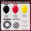 132pcs Race Car Balloon Arch Kit, Race Car Party Decorations with Red Black Yellow Balloons Checkered Wheel Tire Balloons for One Two Fast Race Car Birthday Party Decorations for Boys