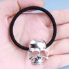 Aneneiceera Gothic Viking Hair Band with Skull Ponytail Holder, Black Rope Scrunchies, Punk Skeleton Hair Accessories Jewelry for Women and Girls (Silver)