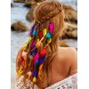 GENBREE Boho Feather Headband Rainbow Indian Headbands Hippie Feather Headdress Adjustable Long Feather Hair Accessories for Women and Girls