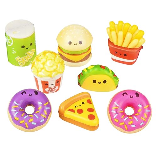 24 Pack Fast Food Squishy Toys for Kids Bulk - Slow Rising (Individually Wrapped) Small Foam Squishies 1.5-2.25" - Sensory Fidget Toys Prizes for Classroom Birthday Party Favors by 4E's Novelty