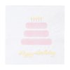 BLUE PANDA 50 Pack Light Pink Happy Birthday Cocktail Napkins for Women with Gold Foil Accents, 3-Ply (5 x 5 Inches)