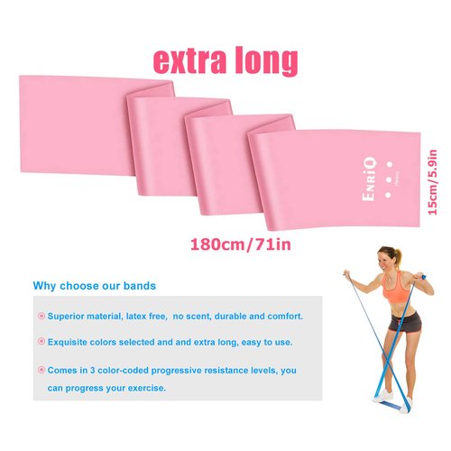 6 ft. Long Resistance Bands Set of 3, Premium Non-Latex Elastic Exercise Bands Exercise Stretch Bands for Any Exercise Physical Therapy, Yoga, Home,Outdoor, Gym Women Men