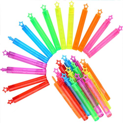 28 Pack Mini Bubble Wand Set(7 Colour), Punertoy Party Favor Summer Toy for Kids Party, Celebrations, Birthdays, Gift