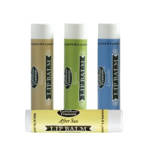 Fabulous Frannie Lip Balm Trio All Natural made with Pure Essential Oils - 3 pack .15oz each (Lavender, Natural & Restore)