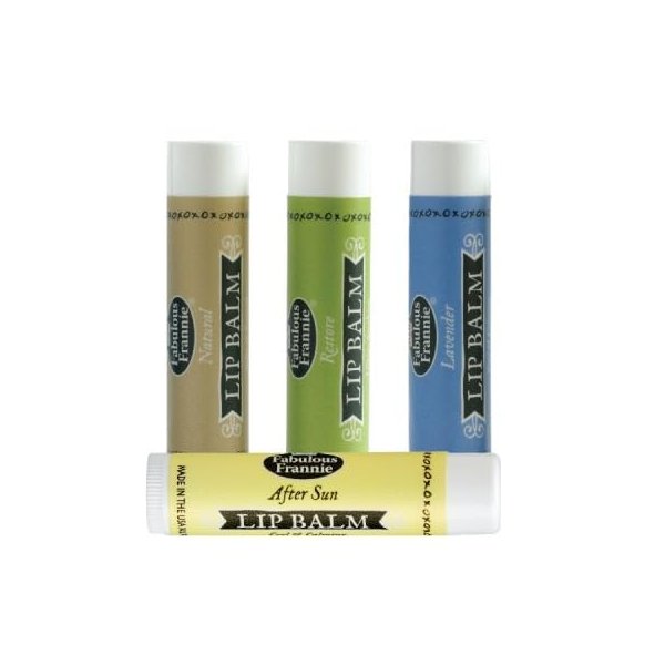 Fabulous Frannie Lip Balm Trio All Natural made with Pure Essential Oils - 3 pack .15oz each (Lavender, Natural & Restore)