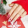 JMEOWIO Gel Nail Stickers Christmas Cute Glitter Semi Cured Gel Nail Strips Wraps UV/LED Nail Supplies Nail Art Design Decoration Accessories