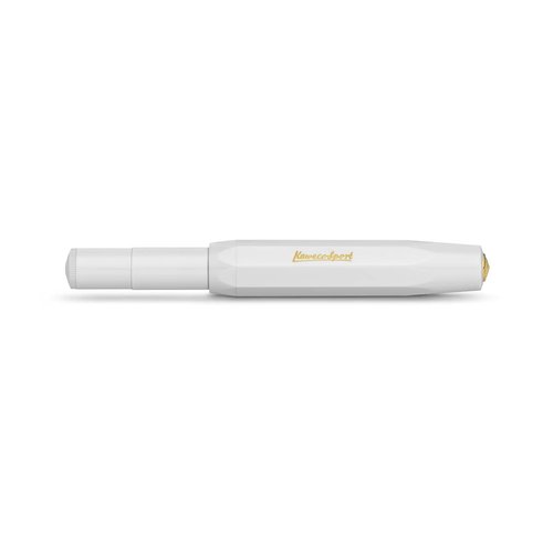 Kaweco CLASSIC SPORT White Gel Ballpoint Pen with 0.7 mm Rollerball Pen Refill for Left-Handed and Right-Handed Users in Classic Design with Ceramic Ball I Gel Roller 13.5 cm