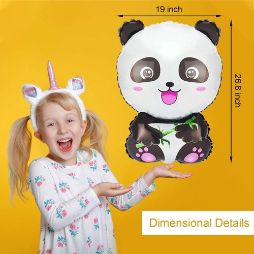 8 Pieces Panda Balloons Cartoon Panda Shaped Foil Balloons Zoo Animal Balloons Panda Party Supplies Happy Birthday Panda Balloons for Kids Jungle Animals Theme Birthday Party Decors