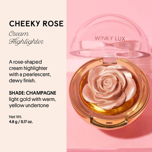 Winky Lux Cheeky Rose, Cream Highlighter with Vitamin E, Gold Highlighter, Makeup Highlighter, Champagne