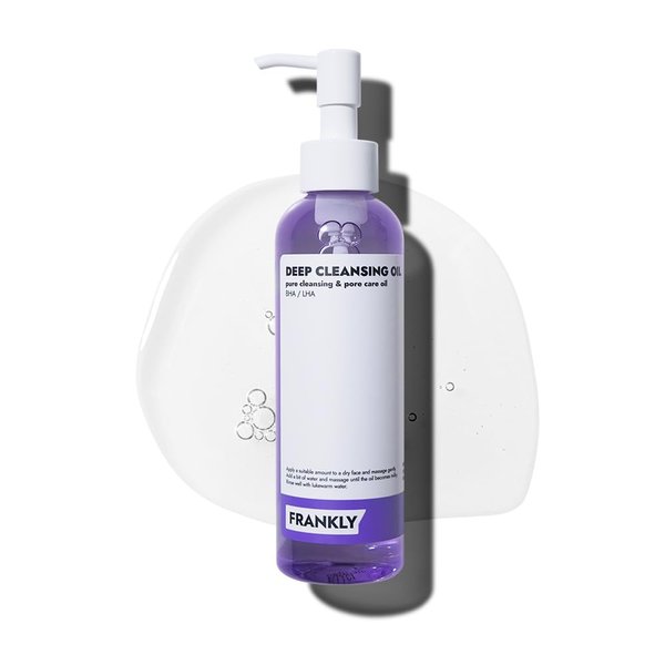 FRANKLY Deep Cleansing Oil - BHA & LHA Pore-Purifying, Blackhead Remover, Makeup Remover, Hydrating with Amino Acids & Hyaluronic Acid |All Skin Types Korean Skincare|Vegan & Cruelty-free| 6.8 fl oz