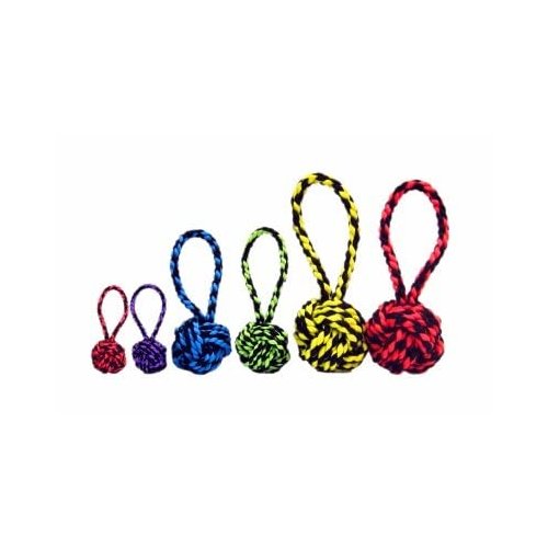 Multipet 29004 Nuts for Knots Woven Rope Dog Toy, Assorted Colors, 3.5-in. - Quantity 3