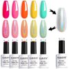 RARJSM Neon Gel Nail Polish Kit Soak off Holographic Nail Polish Set Silver Glitter Nail Polish Irridescent Colors Green Yellow Neon Orange Hot Pink Rose Red 6 Piece Set 7.5ML Curing Required