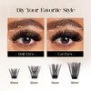 BEFER Lash Clusters, 192 Pcs D Curl Eyelash Clusters 3D Fluffy Volume Individual Lashes Extensions 10-16MM Cluster Eyelash Wispy Cluster Lashes DIY At Home(100P)