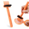 2-In-1 Comb Cleaning Tool, Hair Brush Cleaner, Mini Hair Brush Remover Rake Comb Cleaning Brush Hair Dirt Remove Instrument for Removing Hairs Dust Dirt Lint Home Salon(Orange)
