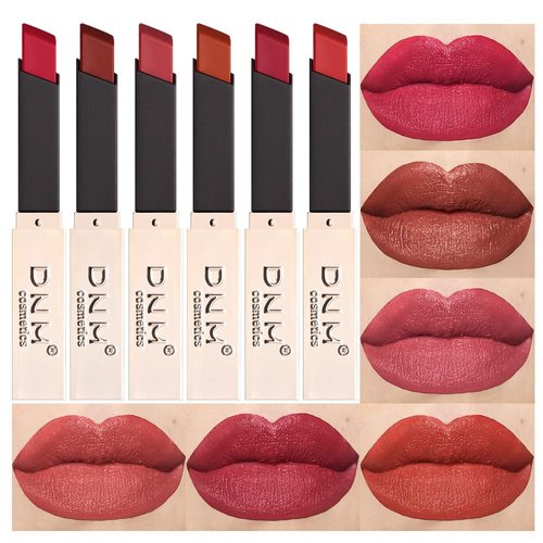 evpct DNM 6Pcs Red Silky Velvet Matte Lipstick Set for Women Permanent Long Lasting 24 Hours Color Stay Maroon Lipstick Waterproof lip crayon