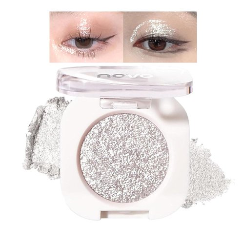 Reepic Cosmer Matte Single Eyeshadow Palette, Pink Eyeshadow, Korean Eyes Makeup, Ultra-fine Lightweight Powder, Multi-use Blendable Eyeshadow and Blush Makeup (#12 Cold Sequin Silver)
