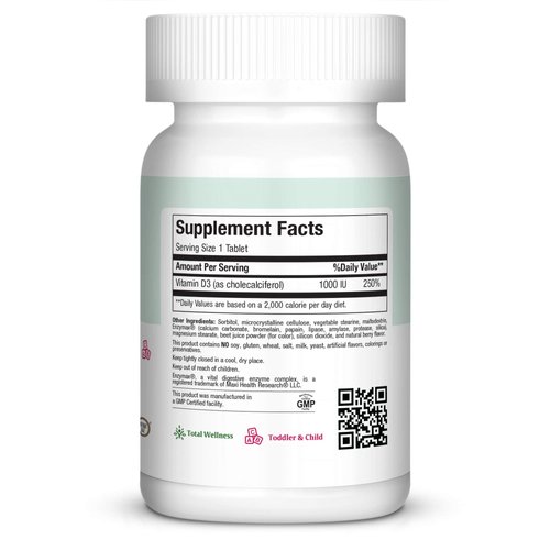 Maxi Health Chewable Vitamin D 1,000 IU - Chew-D-Max - Vitamin D3 for Kids and Adults - Kosher - 100 Chewables - Natural Berry Flavor