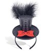 Hikkcos Black Mini Top Hat Headband with Feathers Halloween Party Tea Party Mardi Gras Costume Parade Supplies