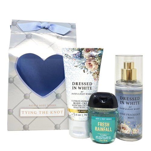 Generic Bath and Body Work DRESSED IN WHITE Tying The Knot Mini Gift Bag 3 Piece Set - Body Cream - Fragrance Mist and Hand Gel - Travel Size